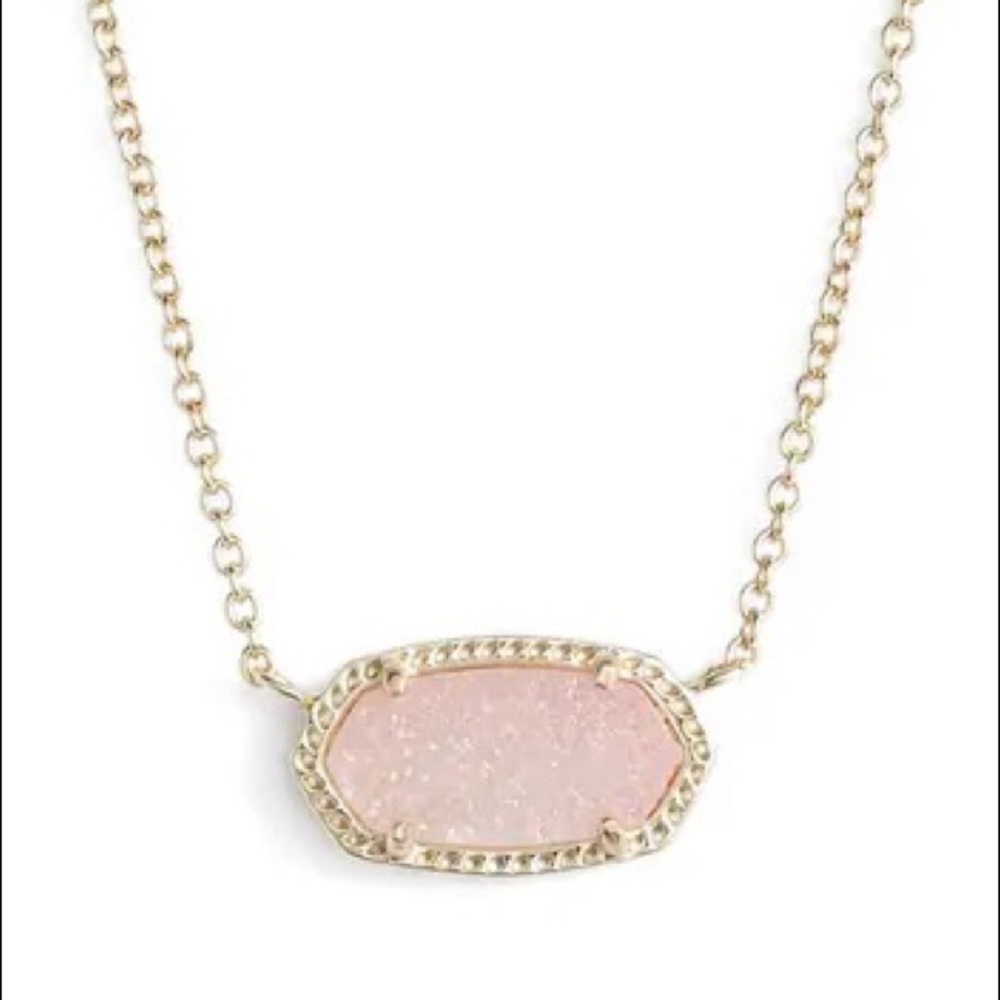 Elisa Pendant Necklace In Light Pink Drusy Gold